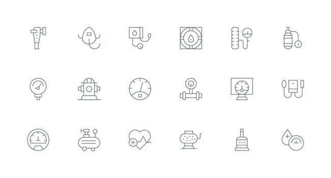 Pressure Icon Collection with 18 Minimal Line Designs Fully Editable Icon Set for Web vector