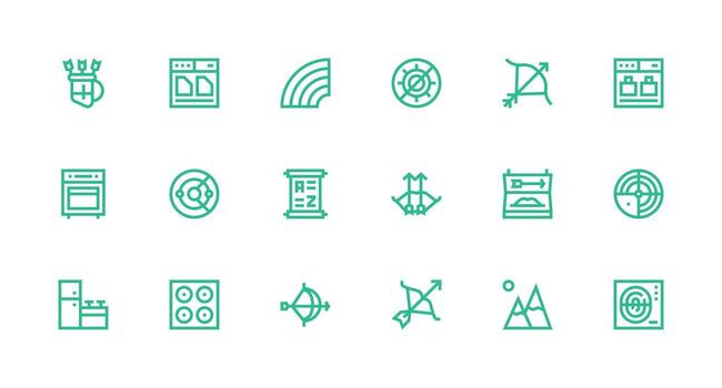 Range featuring 18 Icons in Strong Stroke Line Design Detailed Icon Collection for Design Systems vector