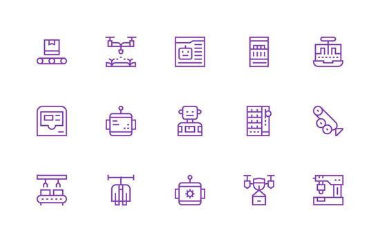 automatizado conjunto con 15 regular línea íconos interfaz icono colección para diario proyectos vector