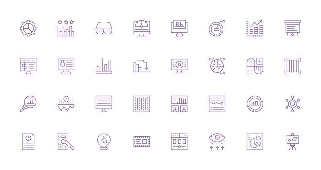 32 Thin Line Vectors for Data Visualization Theme Lightweight Icon Series for Fast Prototypes