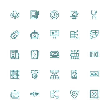 25 Icons for Circuit in Medium Stroke Outline Format Icon Set for Projects vector