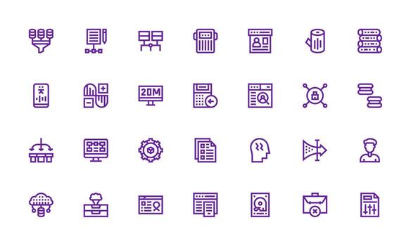 negrita línea íconos desde datos administración conjunto con 28 vectores interfaz icono colección