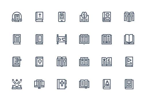 grueso línea línea íconos desde libro conjunto con 24 vectores usuario interfaz íconos para digital productos