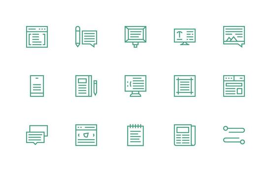 Paragraph Visual Pack containing 15 Regular Line Icons Simplified Icon Pack for Visual Tools vector