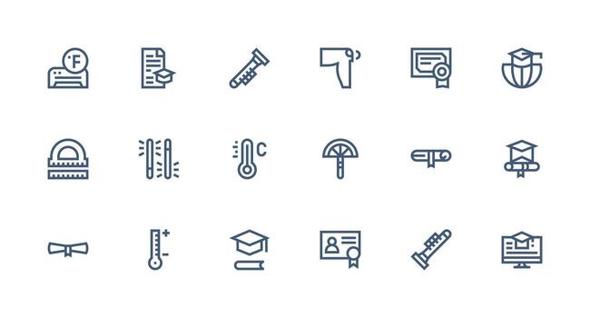 18 Strong Stroke Line Vectors for Degree Theme Icons Built for Visual Consistency Pack