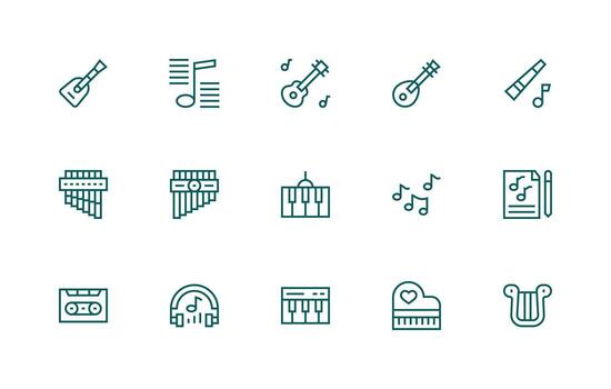 Tune featuring 15 Icons in Regular Line Design Modern Line and Glyph Icon Series vector