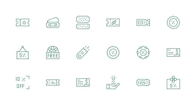 18 Minimal Line Designs for Voucher Icons High-Resolution Icons for Any Platform vector