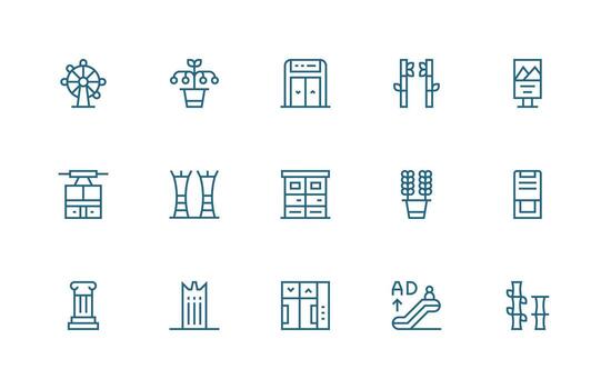 15 íconos para vertical en regular línea formato interfaz icono colección vector