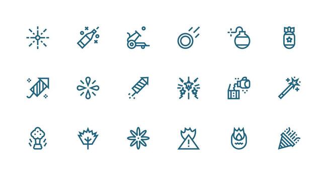 18 Explosion Icons in Strong Stroke Line Aesthetic Flexible Icon System for Web Interfaces vector