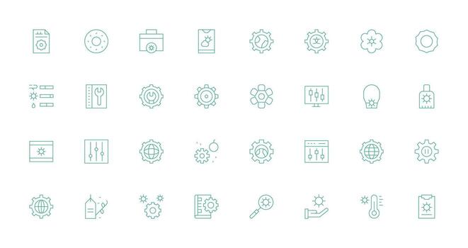 parámetros icono conjunto con 32 Delgado línea gráficos limpiar icono colección para web utilizar vector