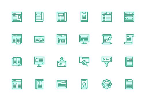 24 grueso línea línea diseños para contenido administración íconos íconos construido para visual consistencia paquete vector