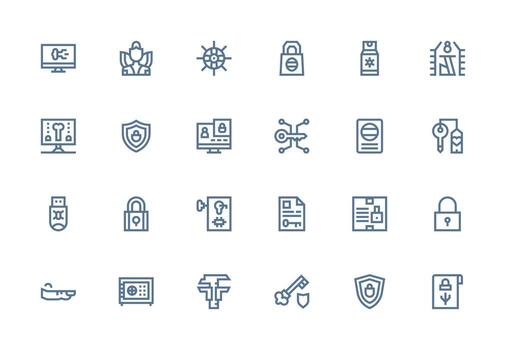 24 Password Icons in Thick Line Line Aesthetic Sharp Icons for Presentations vector