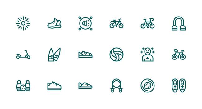 Active Icon Collection with 18 Strong Stroke Line Designs All Device Compatible Icon Set vector