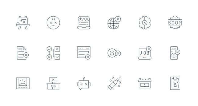 fallar presentando 18 íconos en mínimo línea diseño web icono colección vector