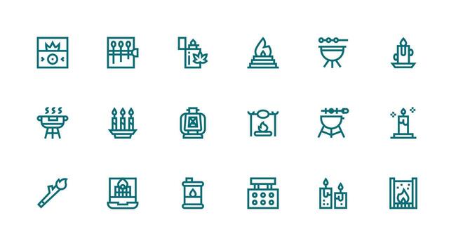 fuego icono colección con 18 fuerte carrera línea diseños alta resolución íconos para ninguna plataforma vector