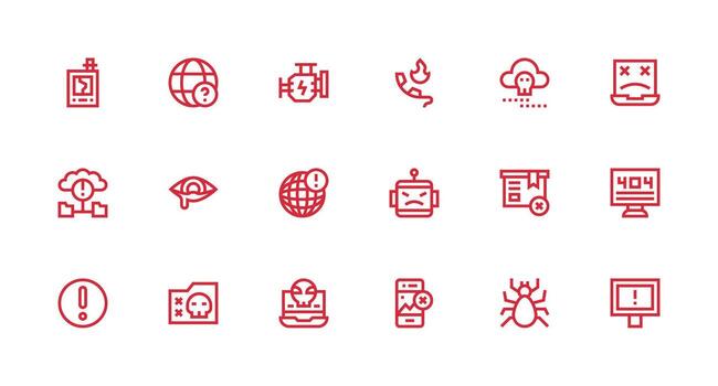 18 fuerte carrera línea íconos para error gráficos multi-estilo íconos para creativo proyectos vector