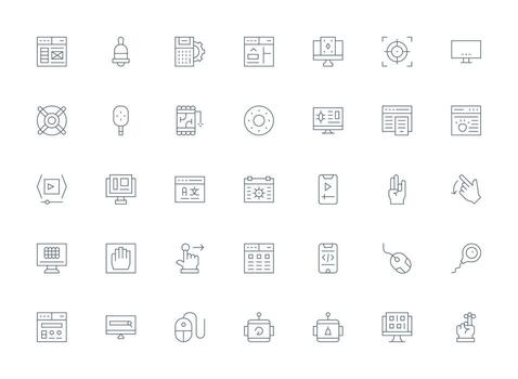 ligero línea íconos desde interfaz conjunto con 35 vectores universal icono paquete