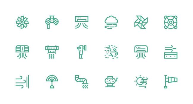 18 Icons for Airflow in Strong Stroke Line Format Quick Access Icons for UI Development vector