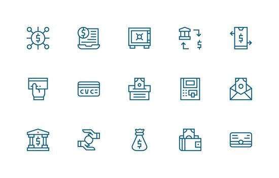 15 Regular Line Style Icons from Banking Collection Interface Icon Collection for Daily Projects vector