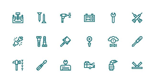 fuerte carrera línea íconos desde fijación conjunto con 18 vectores icono colección conjunto