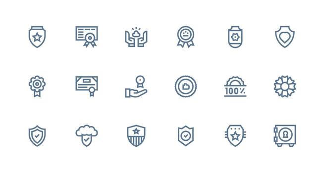 18 Strong Stroke Line Icons for Reliability Graphics Complete Icon Set for Mobile Apps vector