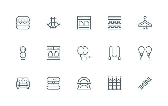 Double Design Icons featuring 15 in Regular Line Style Compact Icon Set vector