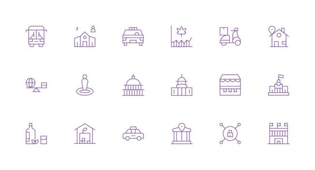 18 Local Icons in Minimal Line Aesthetic Interface Icons for Daily Use vector