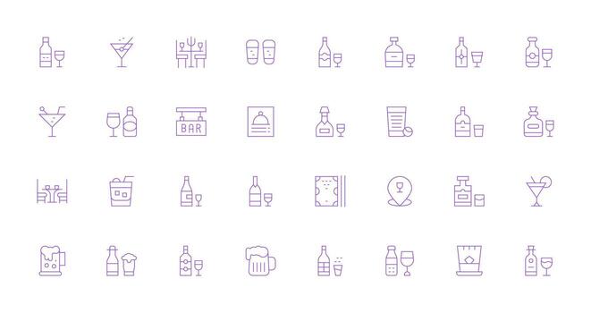 Pub Visual Pack containing 32 Thin Line Icons Versatile Icon Collection for Designers vector