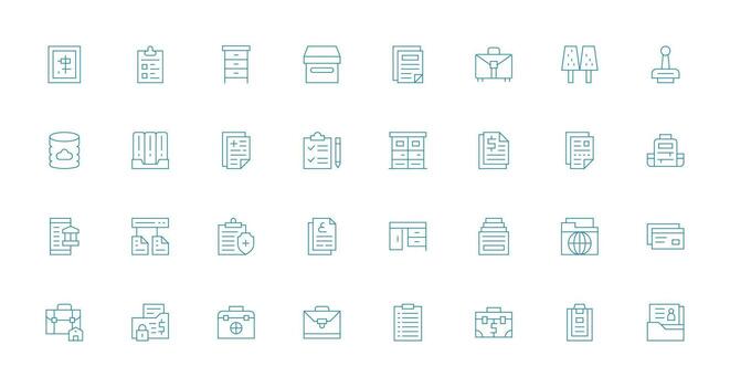 Documents Set with 32 Thin Line Icons Icons Built for Visual Consistency Pack vector