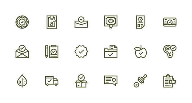 18 Strong Stroke Line Designs for Accepted Icons Balanced Icon Set for Functional Design vector