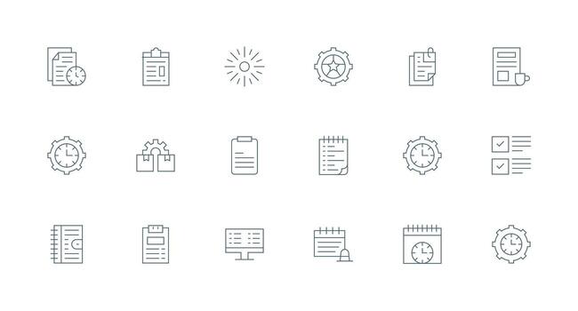 18 Icons for Task in Minimal Line Format Neat Icon Set vector