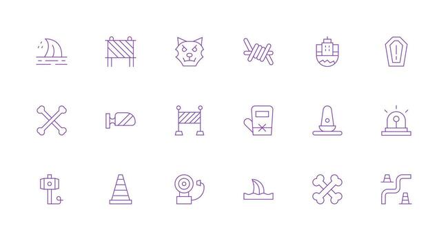 peligro conjunto con 18 mínimo línea íconos icono conjunto para web vector