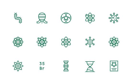 15 Regular Line Icons for Molecule Graphics High-Resolution Icons for Any Platform vector