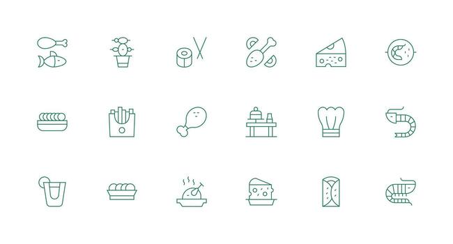 18 Minimal Line Vectors for Appetizer Theme Dashboard Icon Series