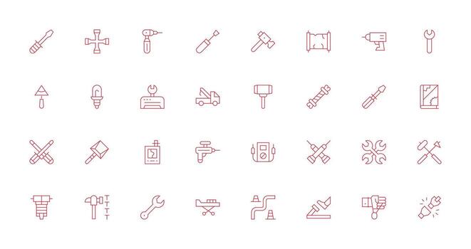 reparando icono conjunto con 32 Delgado línea gráficos reutilizable icono conjunto vector