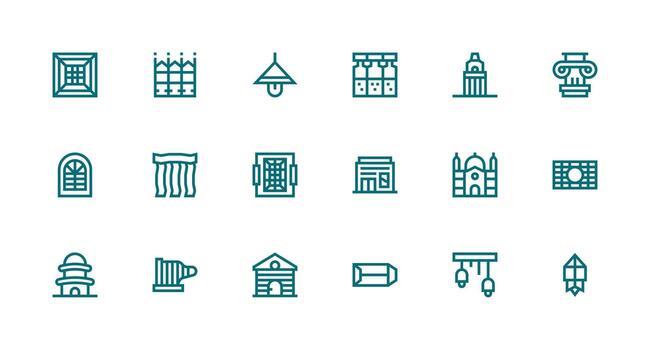 Architectural Visual Pack containing 18 Strong Stroke Line Icons Core Icon Collection for Daily Tasks vector