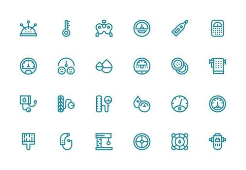 Gauge Set with 24 Thick Line Line Icons Quick Access Icons for UI Development vector