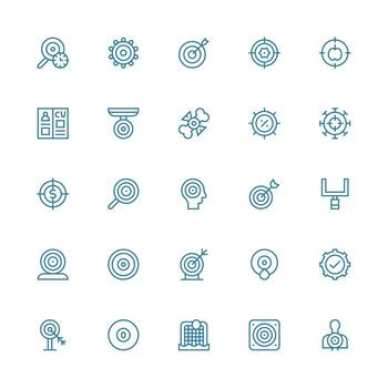 Objective Icon Collection with 25 Medium Stroke Outline Designs Versatile Icon Collection for Designers vector