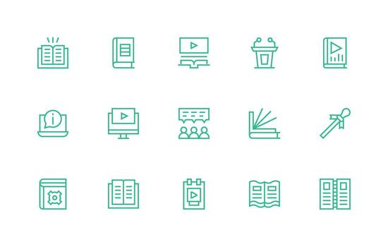 Regular Line Style Tutorial Icons with 15 Vectors Simple Icons for Interface and Wireframes