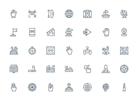 35 Icons for Navigation in Regular Clean Line Format Full Icon Library for UI Designers vector