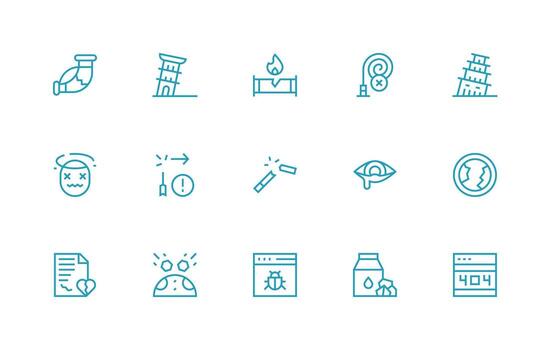 15 Icons for Broken in Regular Line Format All Device Compatible Icon Set vector