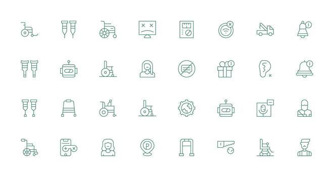 32 Icons for Disabled in Thin Line Format All Device Compatible Icon Set vector