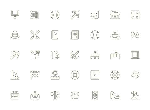 Light Line Style Play Icons with 35 Vectors Responsive Icon Set for Flexible Layouts