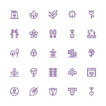 Botany featuring 25 Icons in Medium Stroke Outline Design Minimal Icon Set for Interface Projects vector