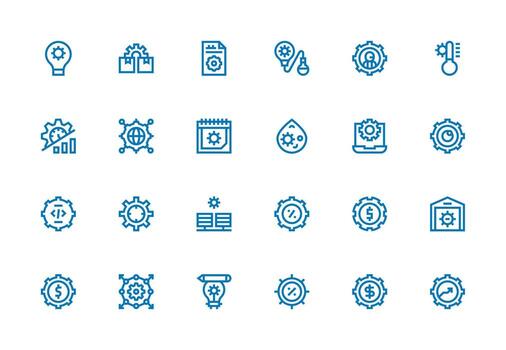 Optimization Design Icons featuring 24 in Thick Line Line Style Multi-Purpose Icon Set vector