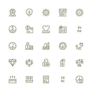 valor visual paquete conteniendo 25 medio carrera contorno íconos web y aplicación icono paquete colección vector