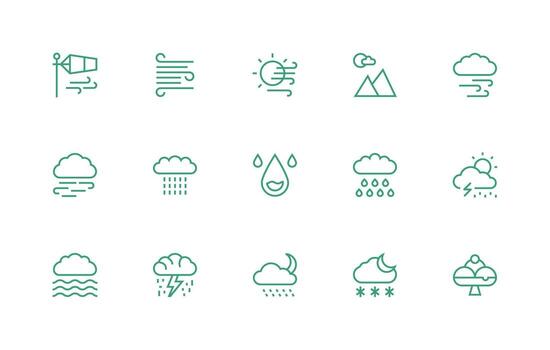 Regular Line Icons from Meteorology Set with 15 Vectors UI and UX Focused Icon Collection