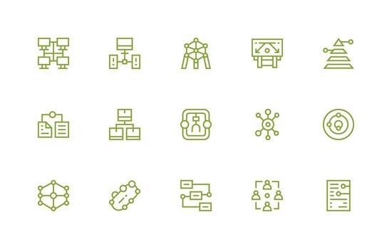 15 regular línea vectores para datos fluir tema básico icono serie