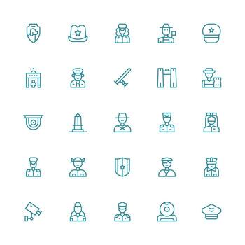 Guard featuring 25 Icons in Medium Stroke Outline Design Quick Access Icons for UI Development vector