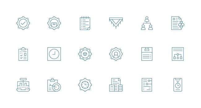 18 mínimo línea diseños para flujo de trabajo íconos claro y conciso icono conjunto colección vector